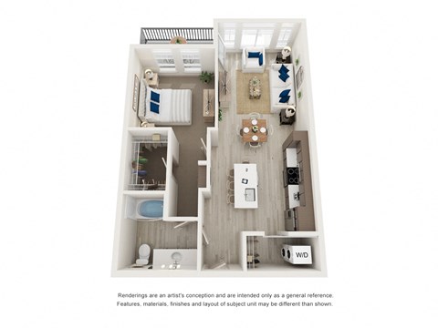 Floor plan for 1 bed, 1 bath, 772 sqft
